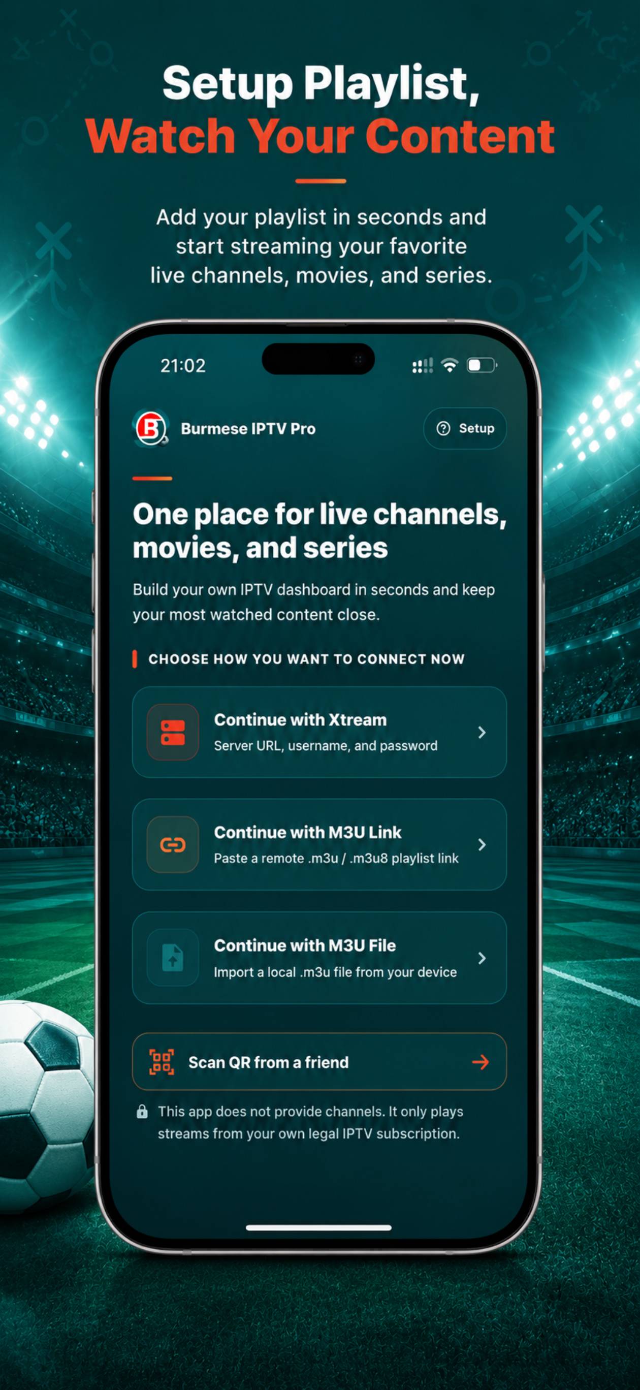 Youcine IPTV Player home screen preview